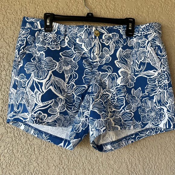 Lilly Pulitzer Pants - Lilly Pulitzer Blue and White Floral High Waist Shorts